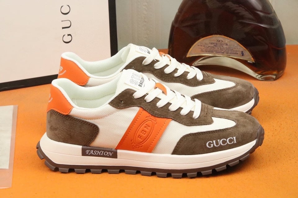 Gucci Men’S Sneaker Low Top Brown And Orange view 3