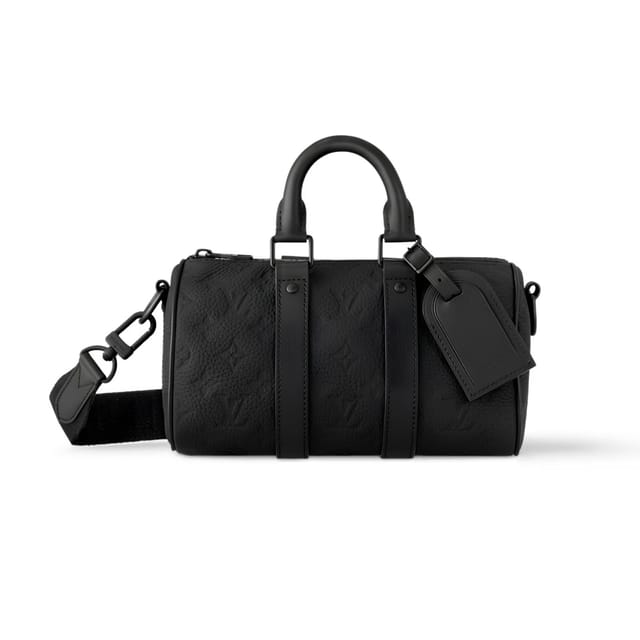 Louis Vuitton Keepall Bandoulière Bag 25cm/9.8in Black Taurillon Cowhide M20900