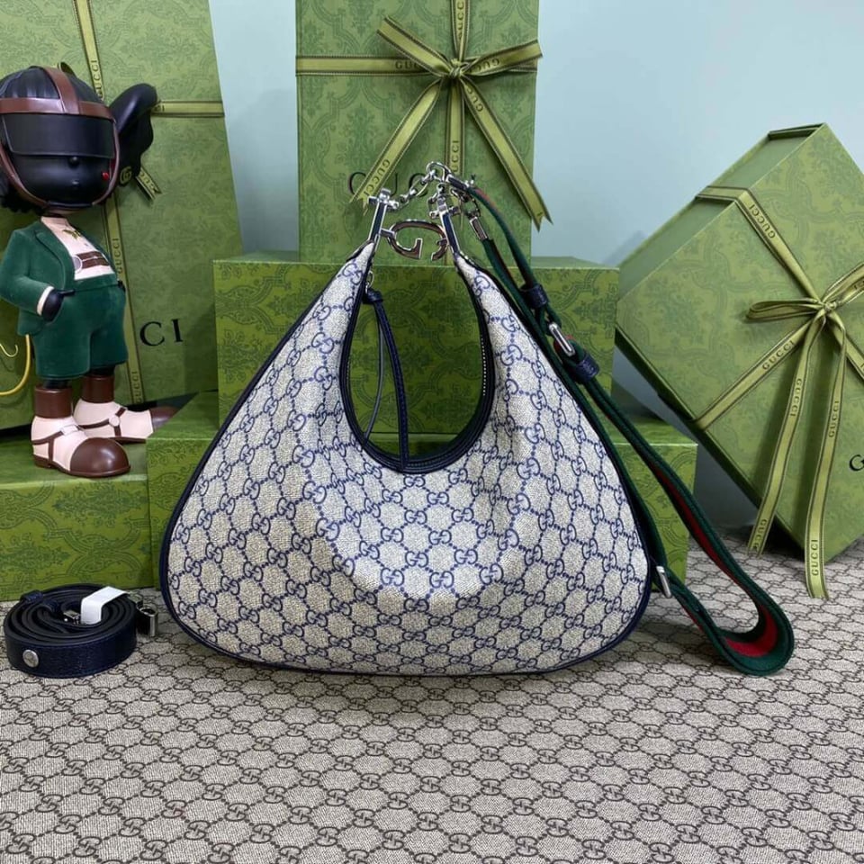 Gucci GG Supreme Attache Medium Shoulder Bag Blue view 7