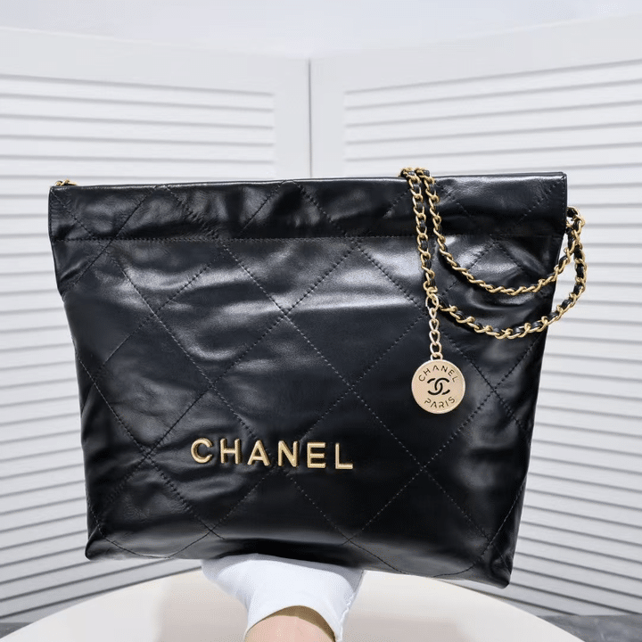 Chanel 22 Handbag Black 35cm/13.8in As3261 view 5