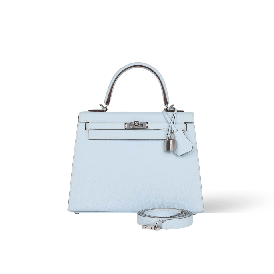 Hermes Kelly 25 Bag In Mist Blue Epsom Leather For Women 25cm/10in view 2