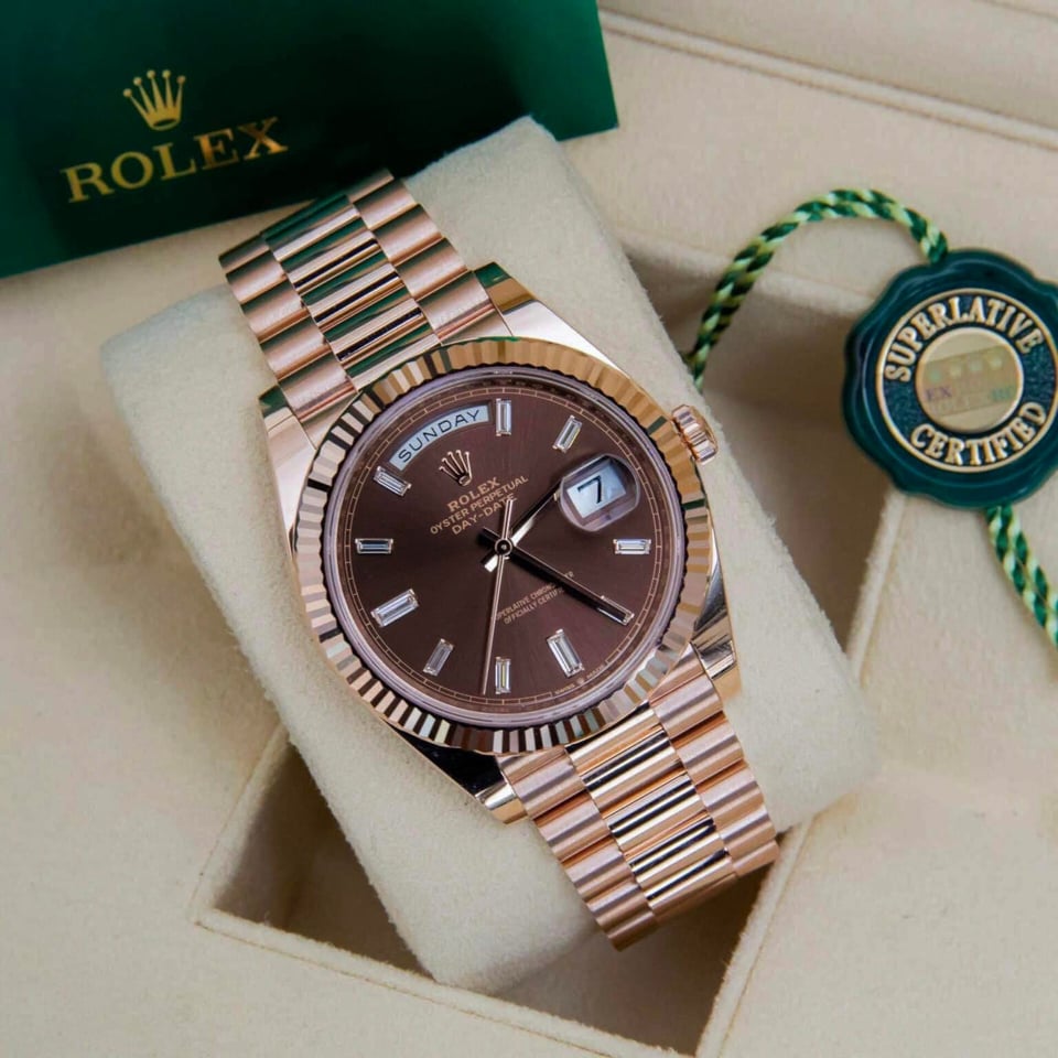 [Superclone] Rolex Day-Date 40mm Chocolate Dial Everose President 228235 view 4