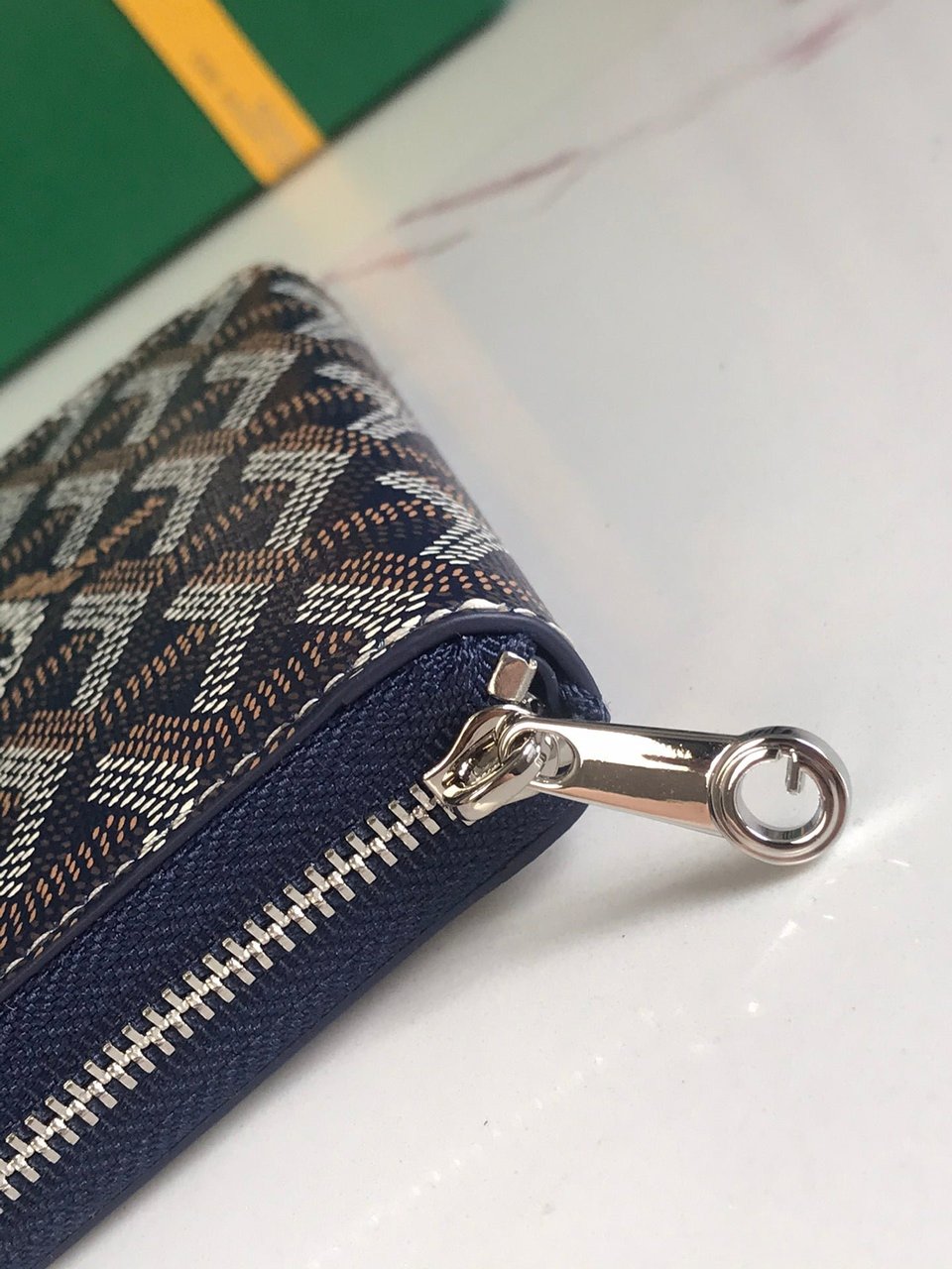 Goyard Matignon Mini Wallet 11cm Navy Blue Goyardine Canvas And Calfskin view 5
