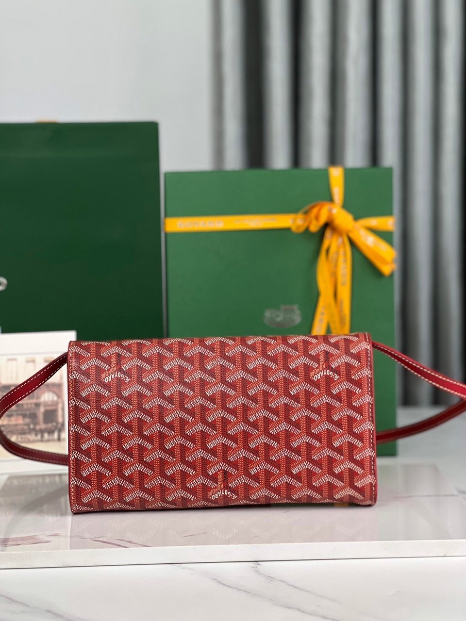 Goyard Monte-Carlo Pm Clutch 25 Cm Classic Red Goyardine Canvas view 6