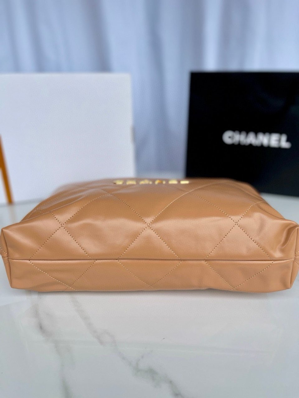 Chanel 22 Hobo Brown Calfskin Gold Hardware view 5