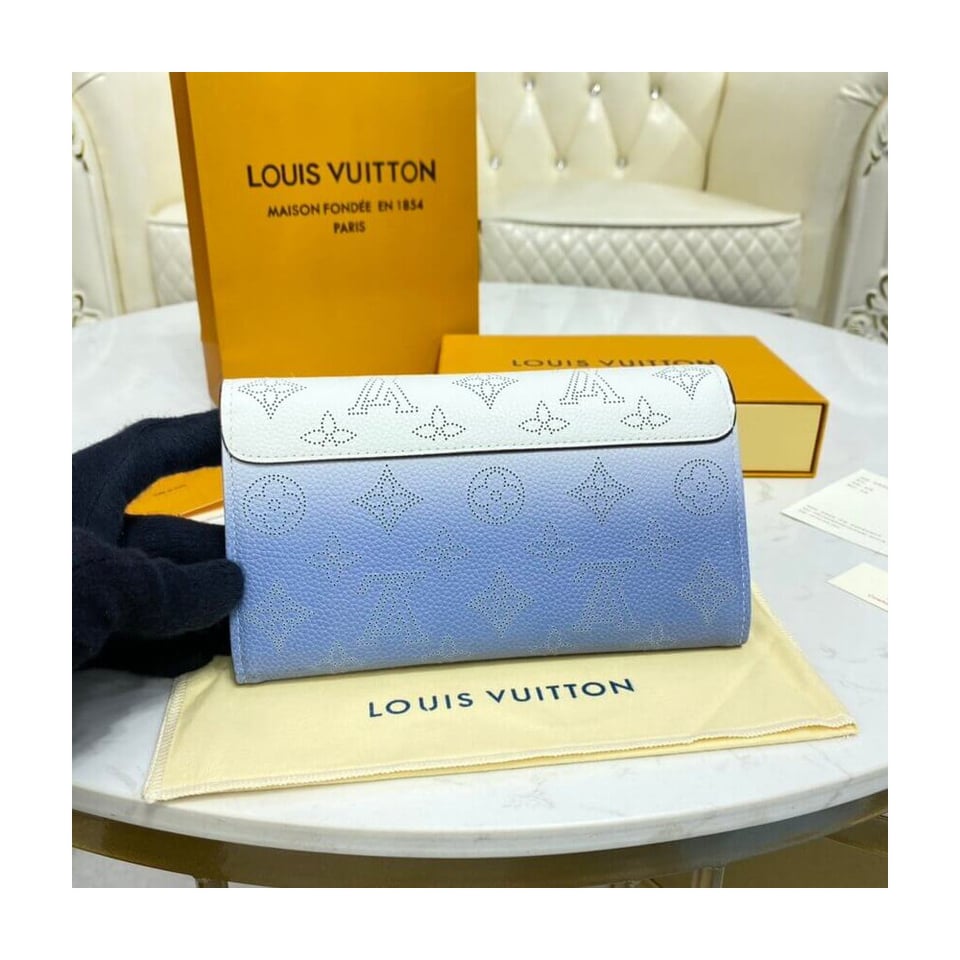 Louis Vuitton Iris Wallet in Blue Gradient Mahina Perforated Leather view 3