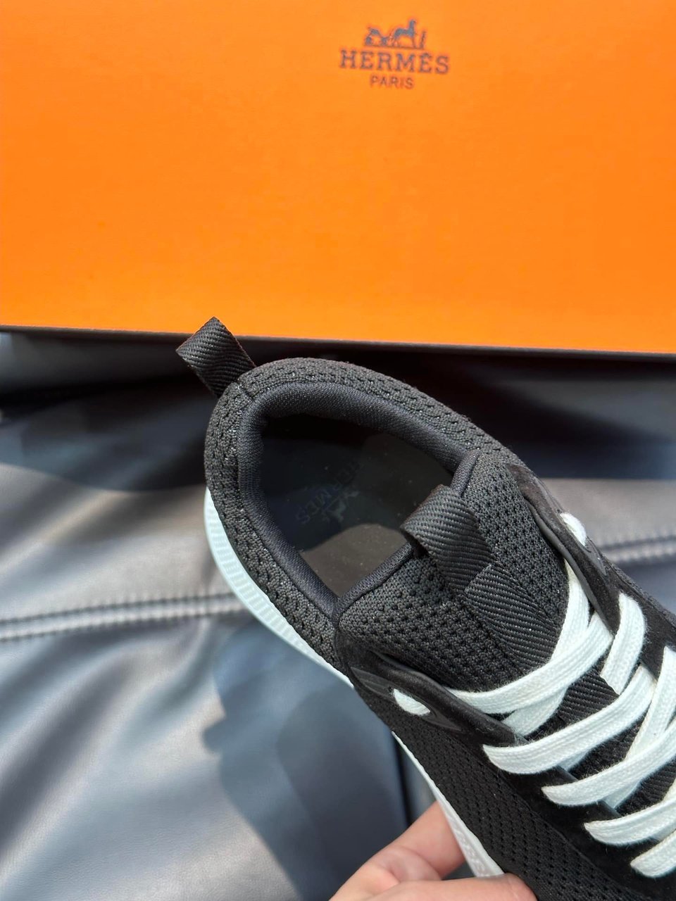 Hermes Heros Sneaker Black Orange H232985Zh05400 view 4