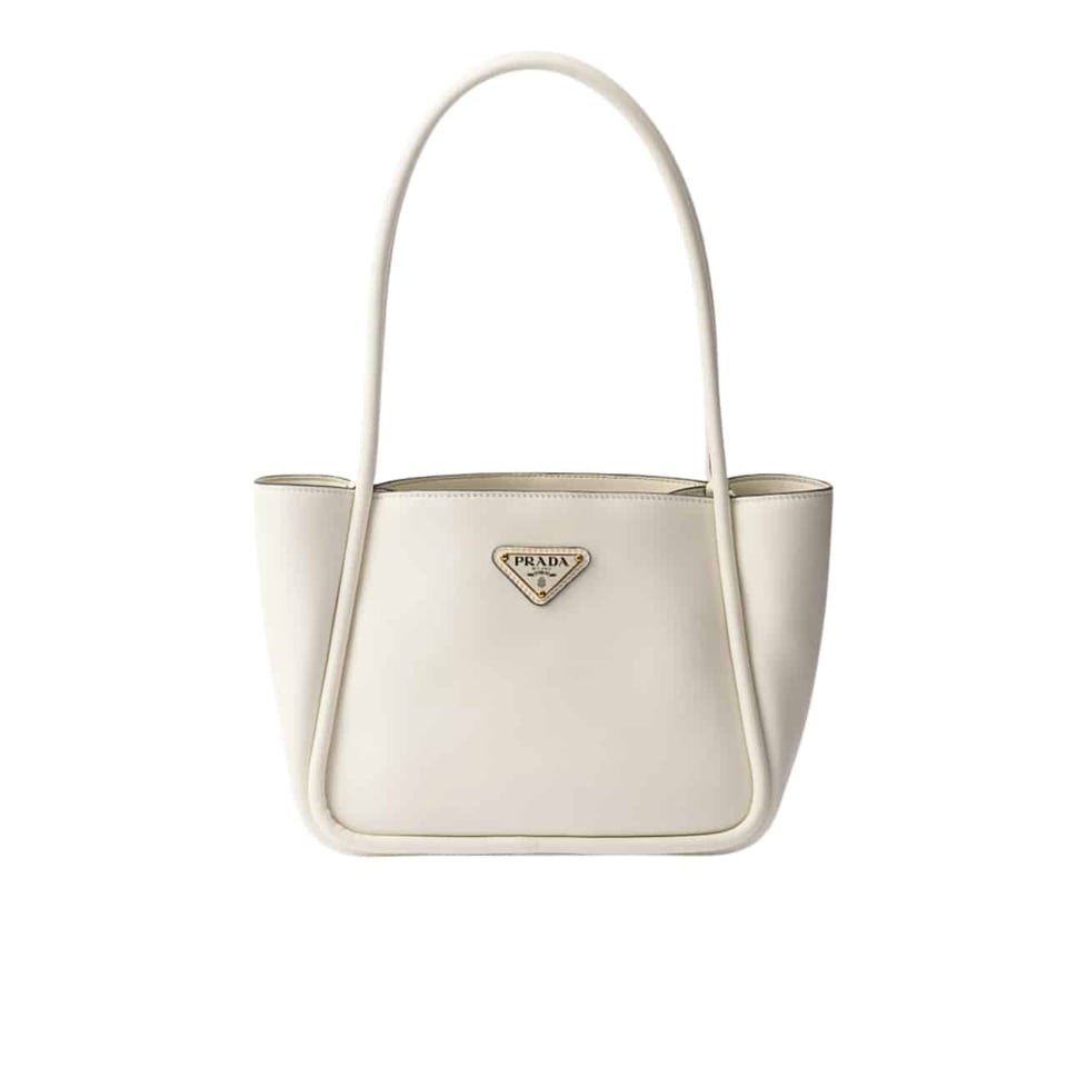 Prada Leather Mini Tote Bag White 25Cm