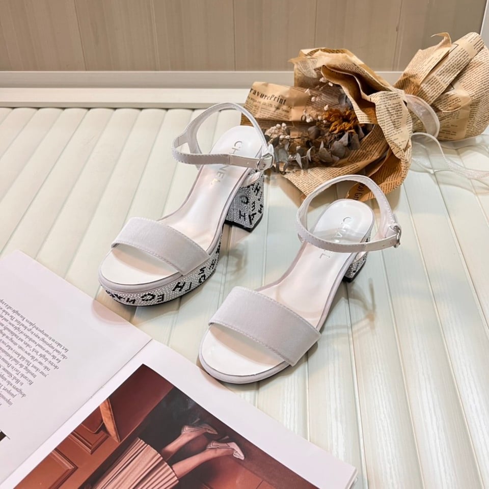Chanel Sandal Pump Stone Beads Black Silver G45365 B15306 view 3