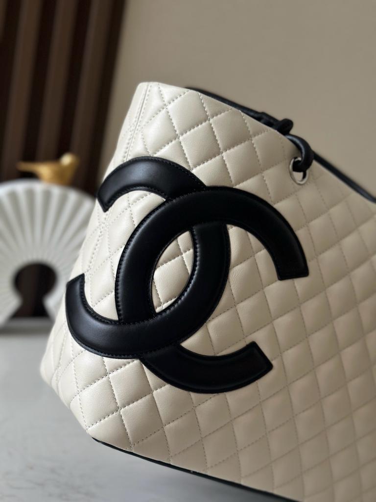 Chanel White High Quality Cambon Tote Bag White view 5