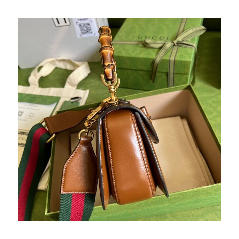 Gucci Small Top Handle Bag with Bamboo Cuir view 10
