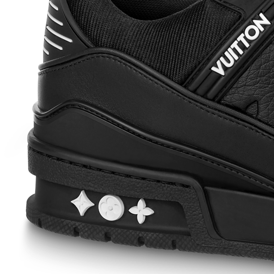 Louis Vuitton Black Leather Sneakers With White Laces For Men view 6