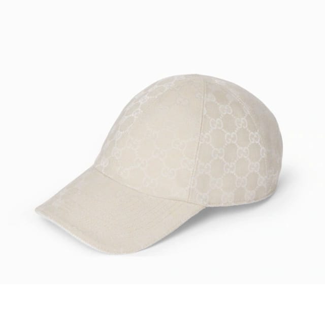 Gucci GG Cotton Canvas Baseball Hat Ivory ‎875733 3HBME 9577