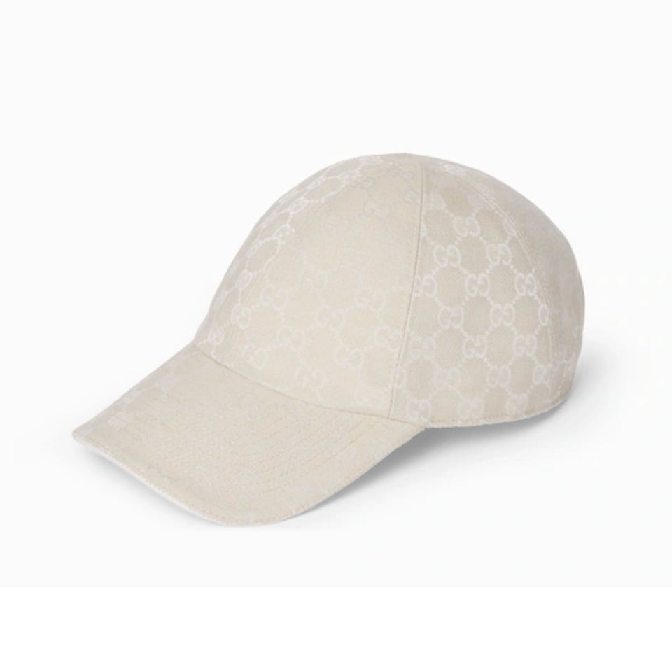 Gucci GG Cotton Canvas Baseball Hat Ivory ‎875733 3HBME 9577