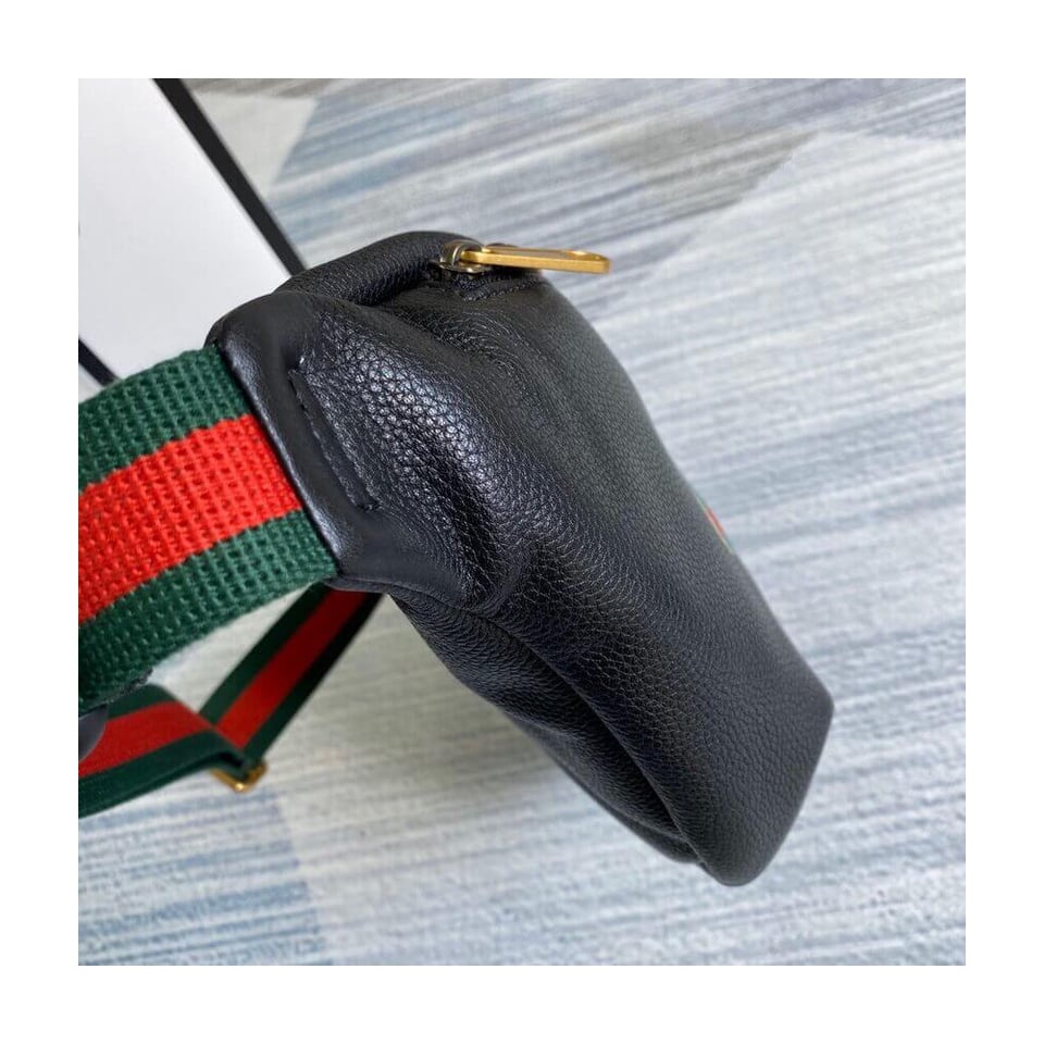 Gucci Print Leather Belt Bag Black view 7
