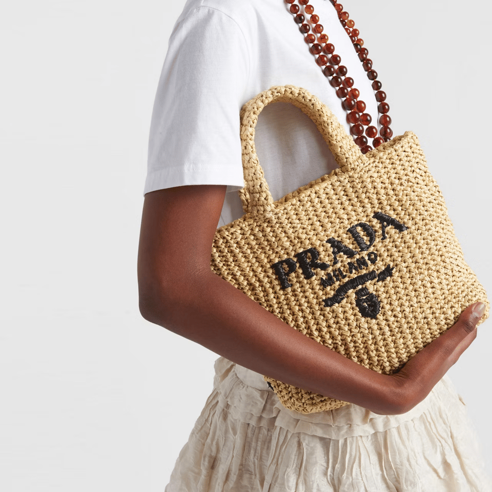 Prada Small Crochet Logo Tote Bag 24cm view 3