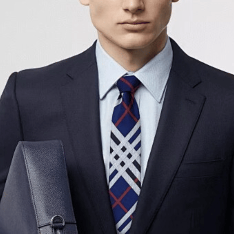 Burberry Blue Modern Check Silk Tie For Men view 9