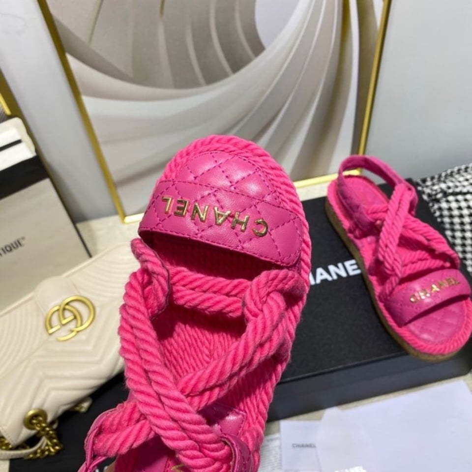 Chanel Rope Sandals Strap Pink view 6