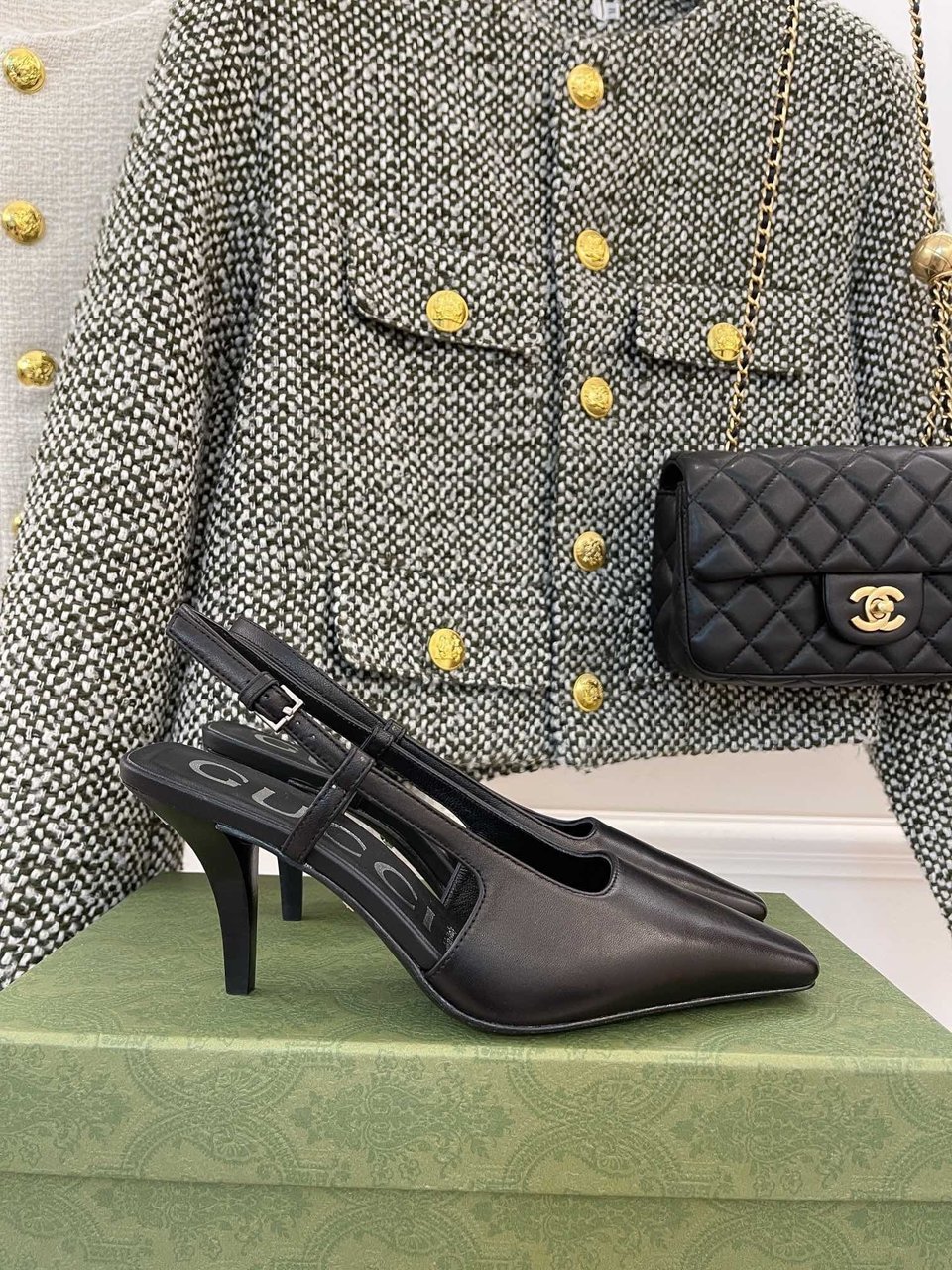 Gucci Women’S Slingback Square Toe Pumps Black view 4