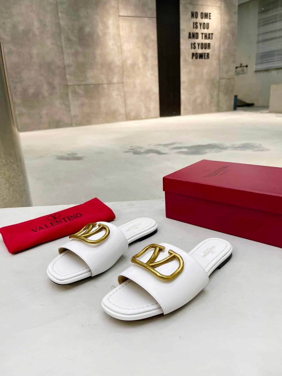 Valentino Garavani Vlogo Signature Slide Sandal White view 4