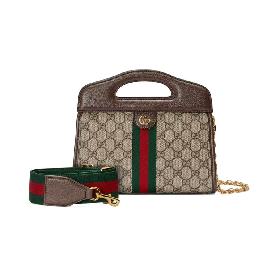 Gucci Ophidia Small Tote With Web Brown view 2