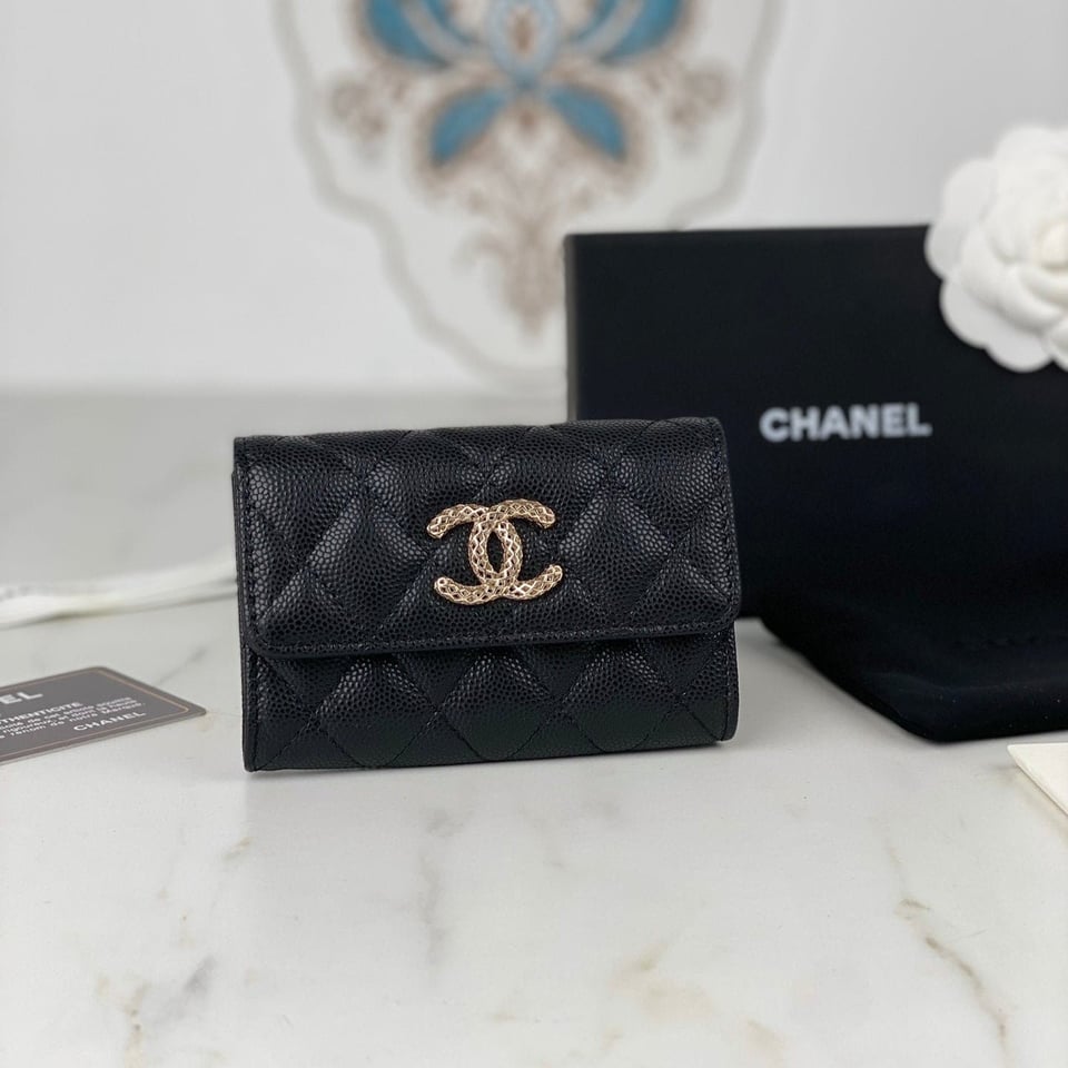 Chanel Flap Card Holder 11 Black Grained Calfskin Gold Icon view 2