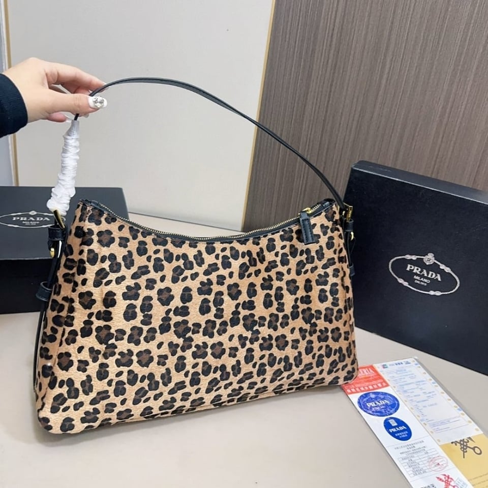 Prada Aimèe Medium Printed Leather Shoulder Bag Honey 39Cm view 6