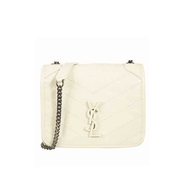 Saint Laurent Niki Vintage Leather Chain Wallet Cream 19Cm view 2