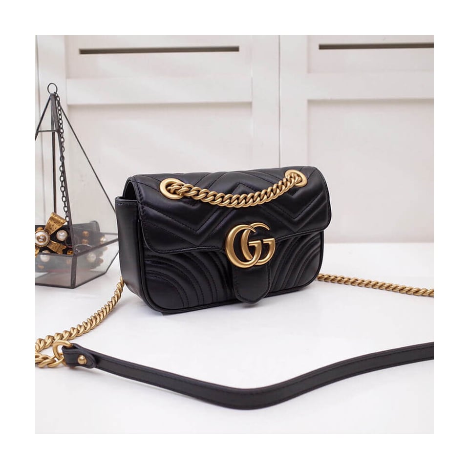 Gucci GG Marmont Matelasse Chevron Leather Mini Bag Black view 8