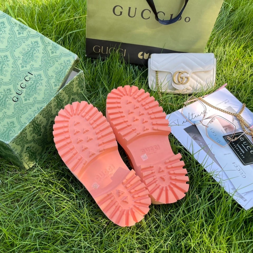 Gucci Men’S Slip On Sandal Pink Gg Rubber view 7