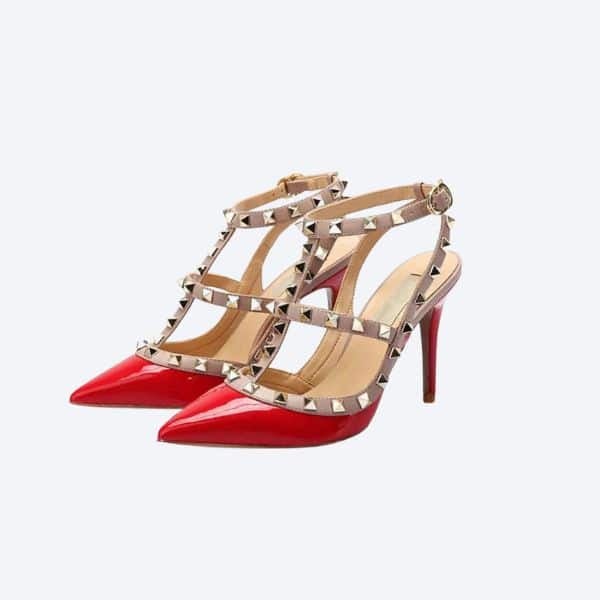 Valentino Patent Rockstud Caged Pump 100Mm Red view 2