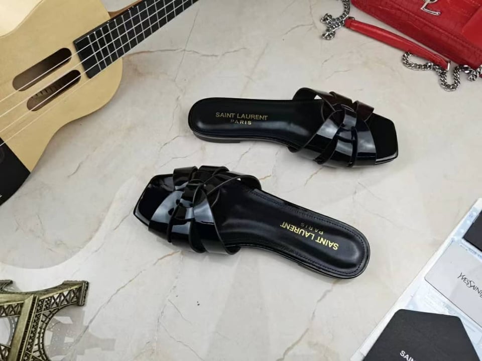 Saint Laurent Tribute Mules In Patent Leather Black 571952B8I001000 view 4