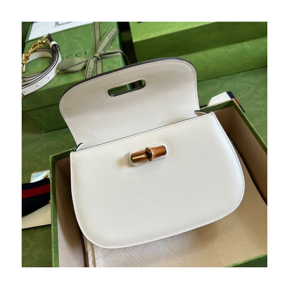 Gucci Small Top Handle Bag with Bamboo White view 10