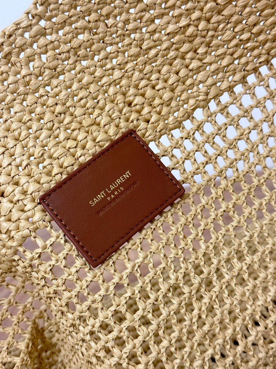 YSL Saint Laurent Icare Raffia Shopping Tote Bag – Natural Beige 43cm/ 16.9in view 7
