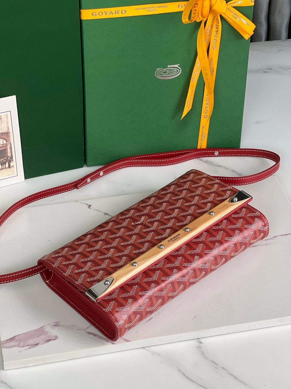 Goyard Monte-Carlo Pm Clutch 25 Cm Classic Red Goyardine Canvas view 8