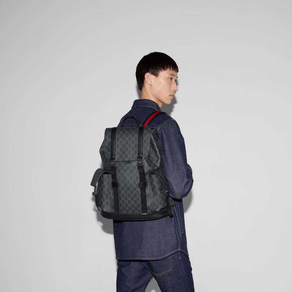 Gucci GG Black Large Backpack 792080 Black GG Supreme 35cm/13.8in view 2