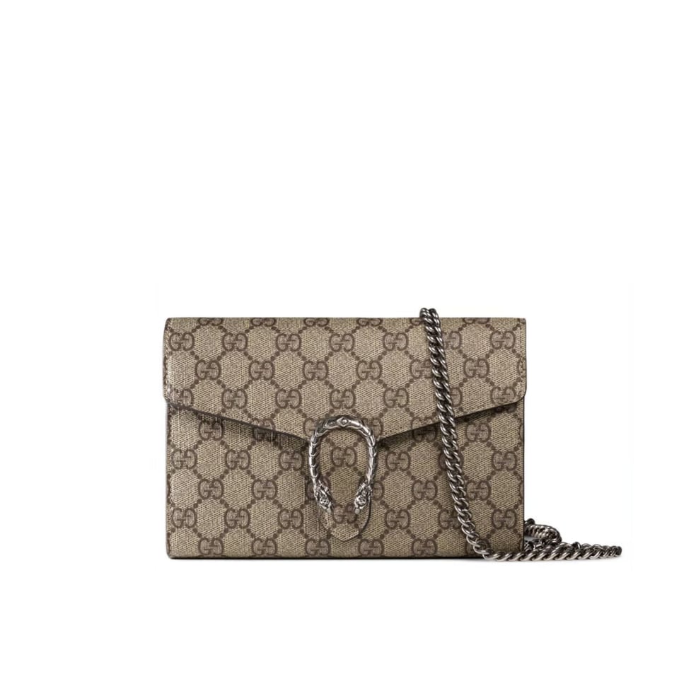 Gucci Dionysus GG Supreme Chain Wallet Beige 20cm view 2