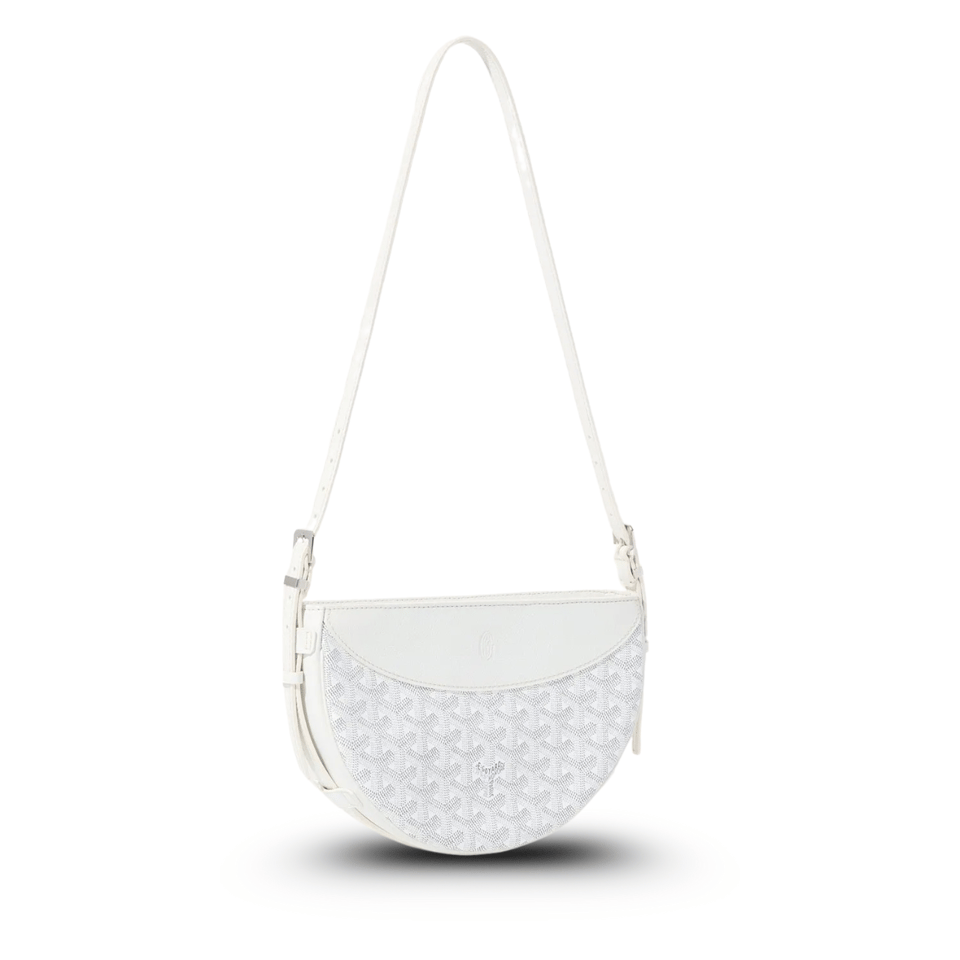 Goyard Hirondelle Bag 25 Cm White Lambskin And Goyardine Canvas