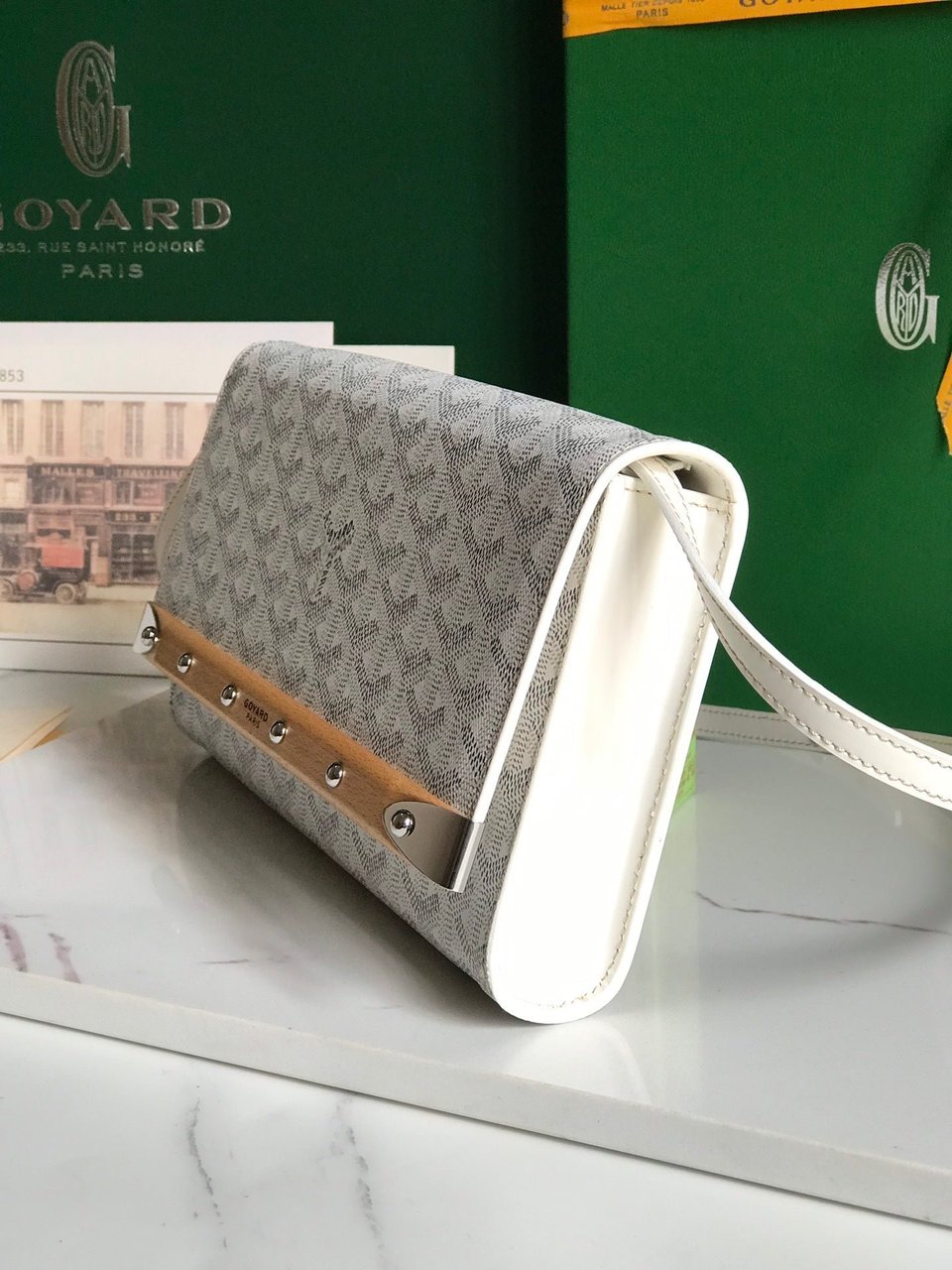 Goyard Monte-Carlo Pm Clutch 25 Cm White Goyardine Canvas view 9