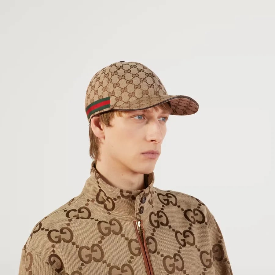 Gucci GG Baseball Hat With Web Sand And Dark Brown 872632 4HBJO 9666 view 4
