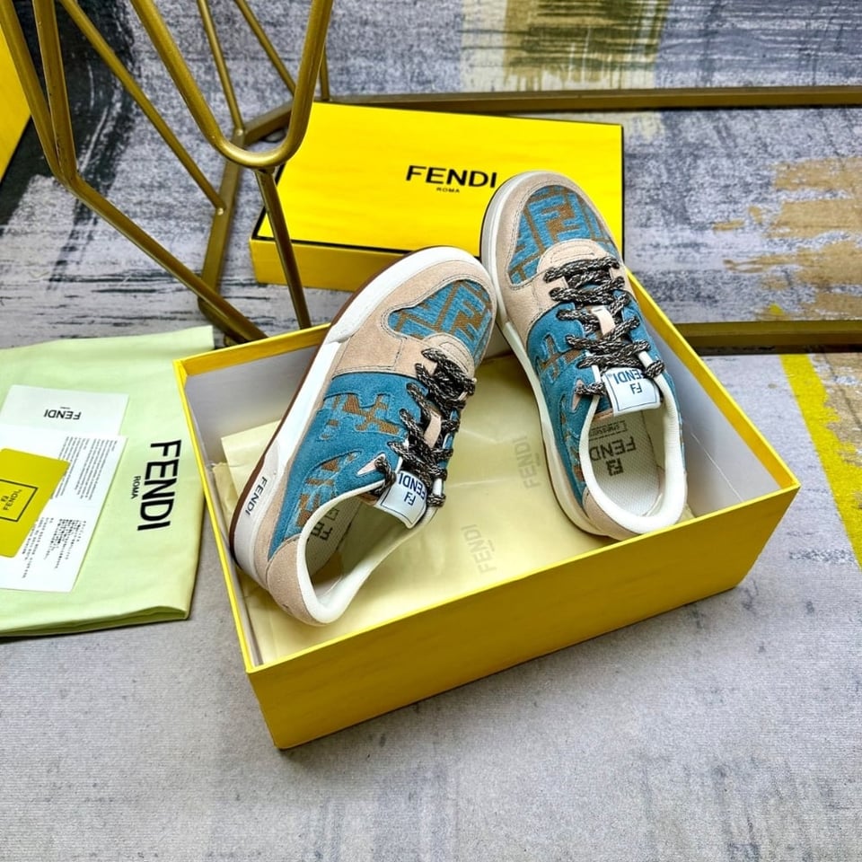 Fendi Match Sneakers Beige And Blue view 6