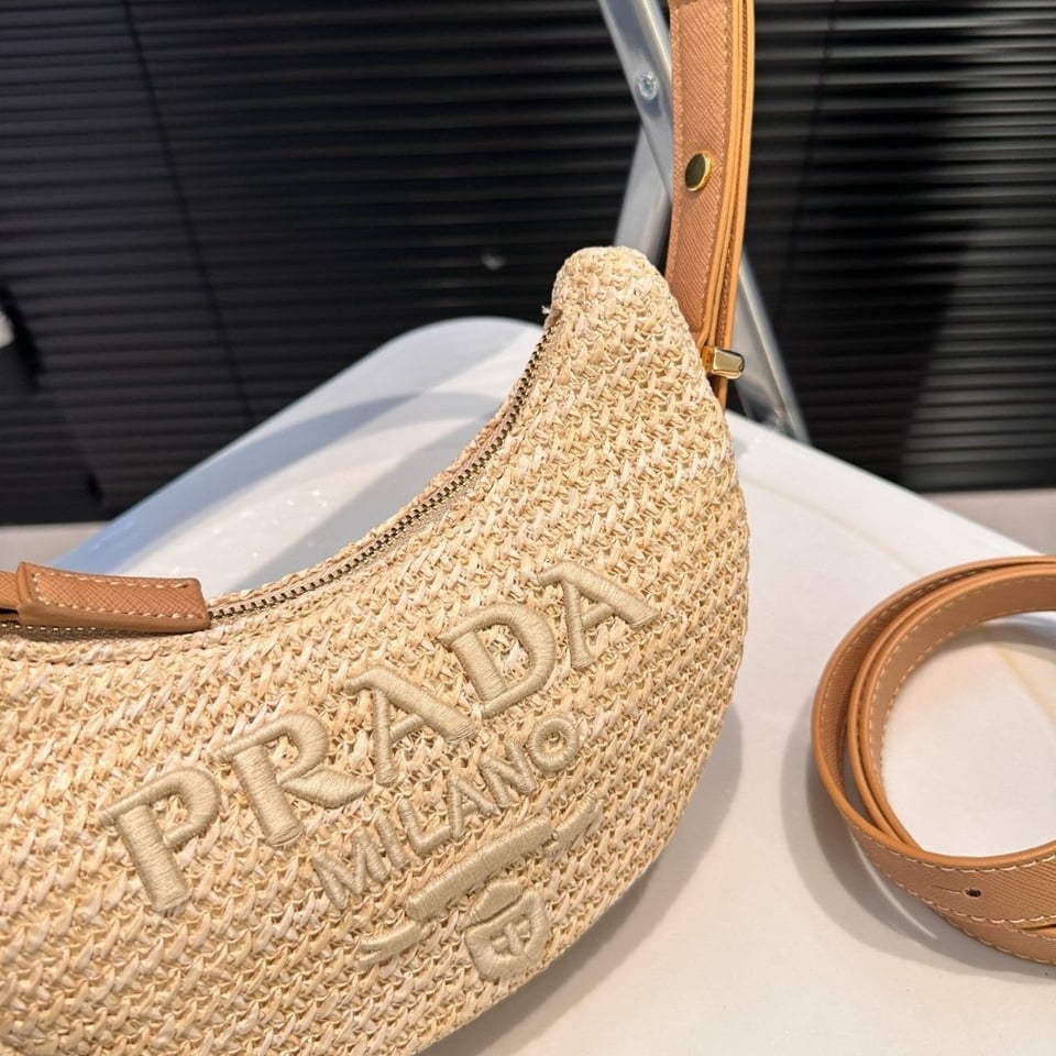 Prada Arqué Crochet Shoulder Bag Natural 22Cm view 8