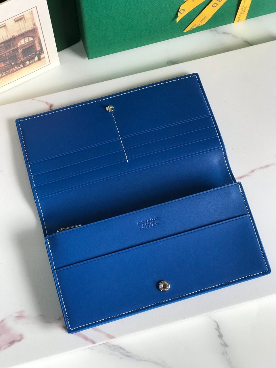 Goyard Richelieu Wallet 19 Cm Sapphire Blue Goyardine Canvas view 10
