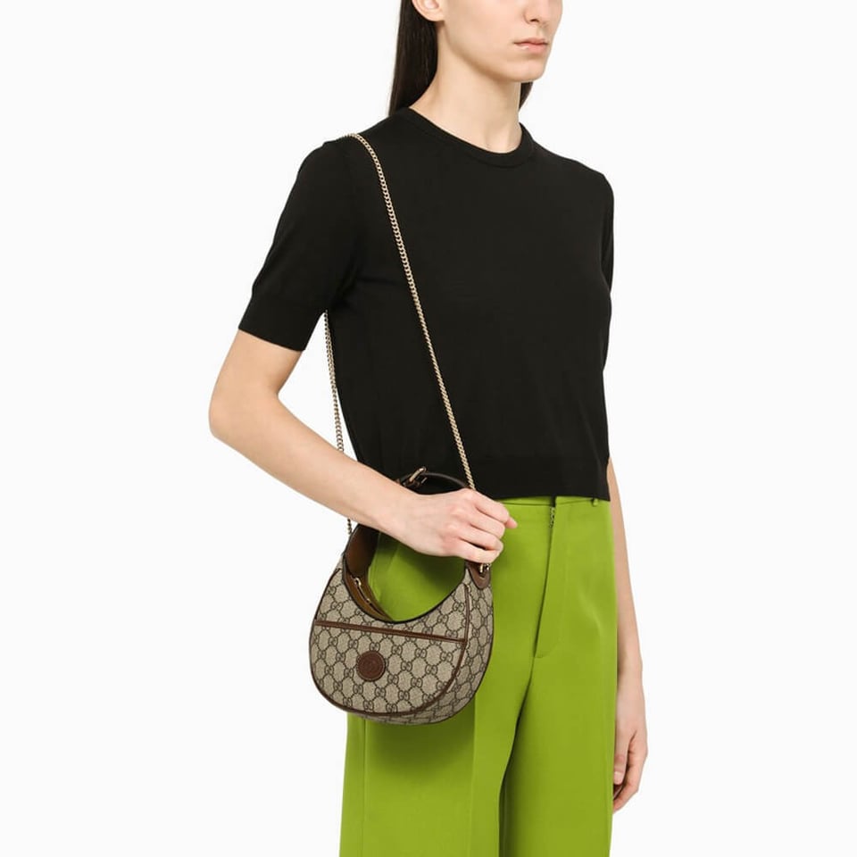 Gucci Half-Moon-Shaped Mini Bag with Interlocking G Brown view 7