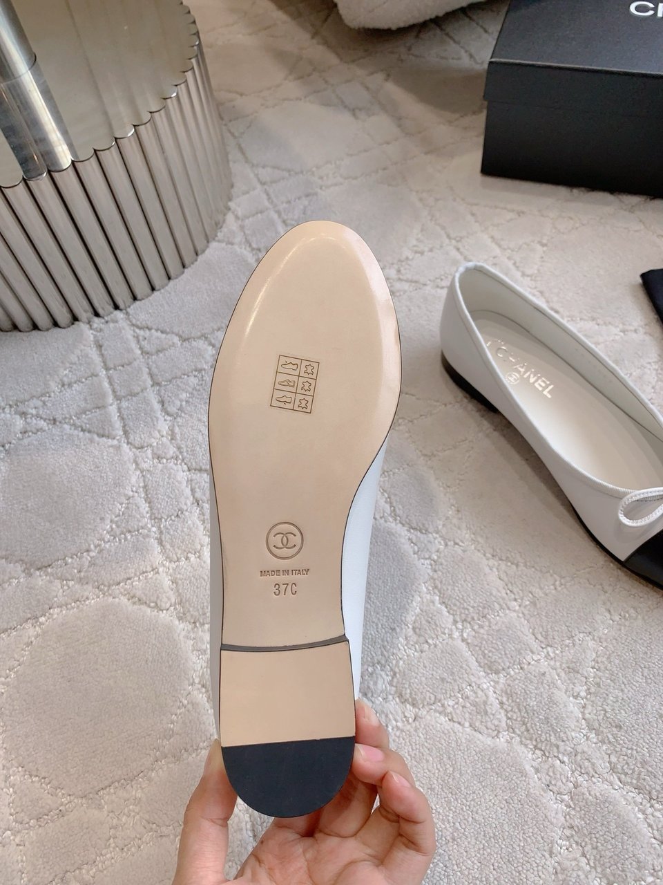 Chanel Cambon Leather Ballet Flats White For Women view 8