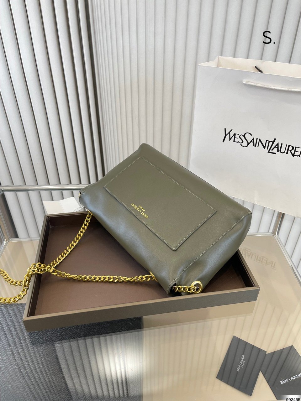 Saint Laurent Kate Medium Chain Bag In Grain De Poudre Embossed Leather view 7