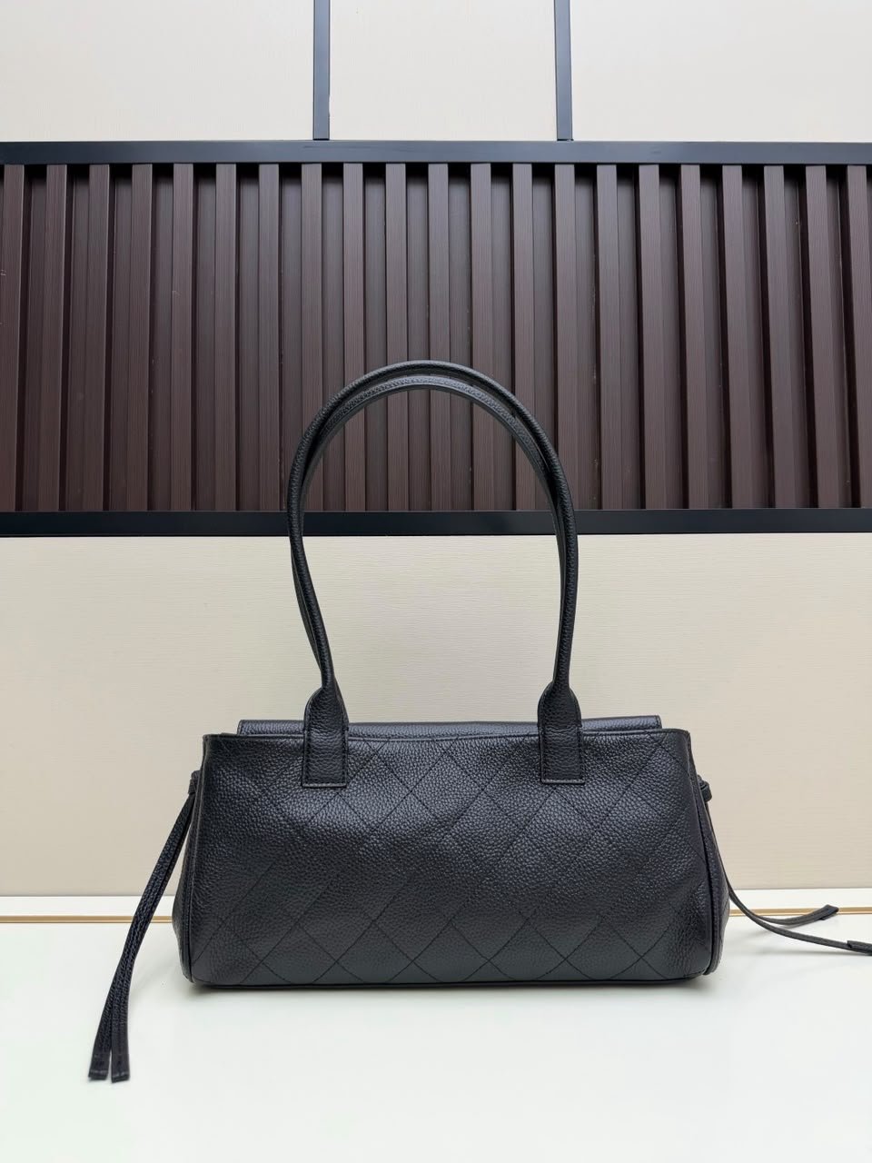 Chanel Small Shopping Bag Calfskin With Grain Effect &amp; Gold Metallic Black 32cm/12.6in AS6288 view 5