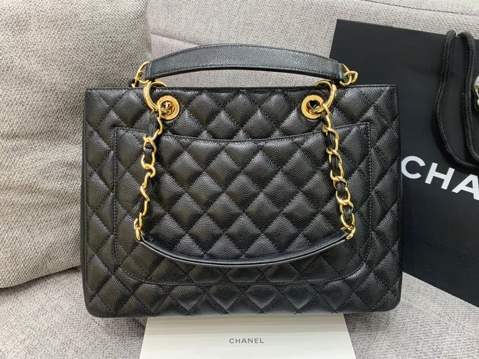 Chanel Grand Shopping Tote Bag 34Cm Black Caviar Gold Hardware view 7