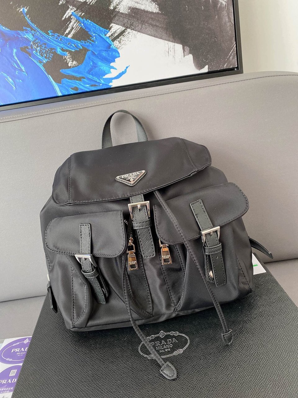 Prada Re-Nylon Medium Backpack Black view 3