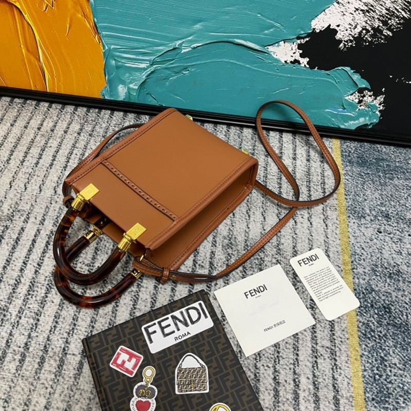 Fendi Mini Sunshine Shopper Leather Bag Brown 18Cm 8Bs051 view 7
